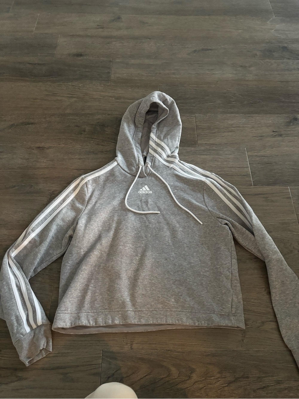 adidas Gray Hoodie with White Three-Stripes
